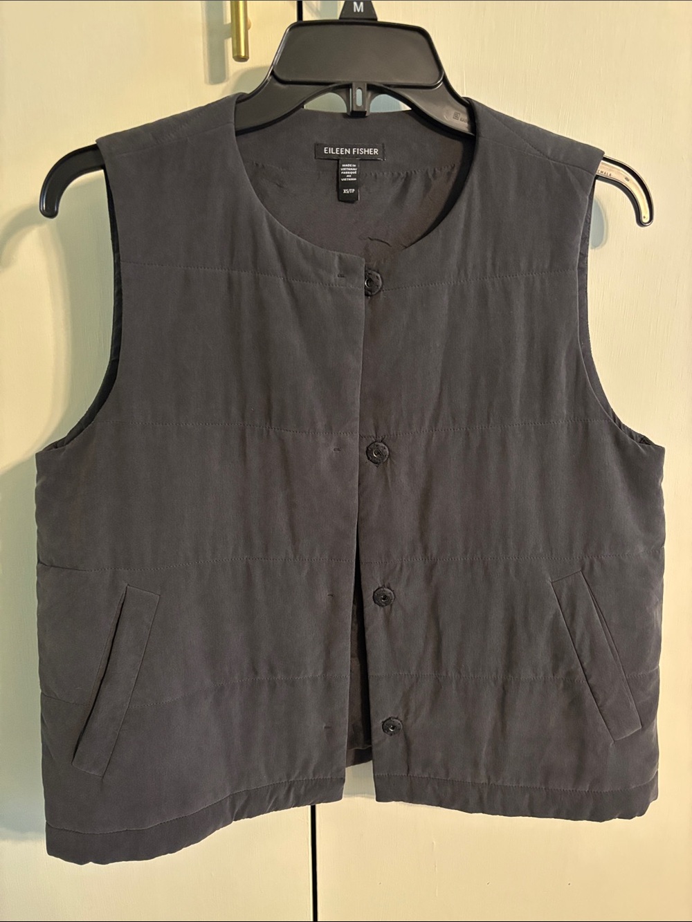 Eileen Fisher Charcoal Gray Quilted Sleeveless Vest